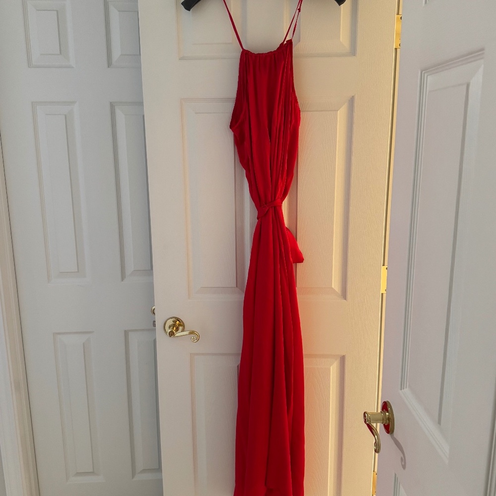 Rory Becca red silk maxi-dress